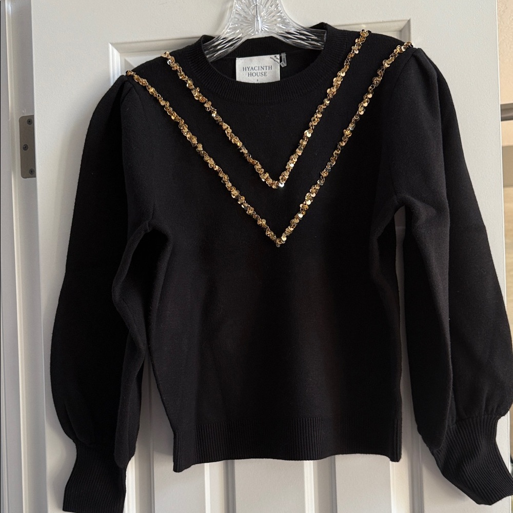Tuckernuck Hyacinth House Black Embellished Everly Sweater- small